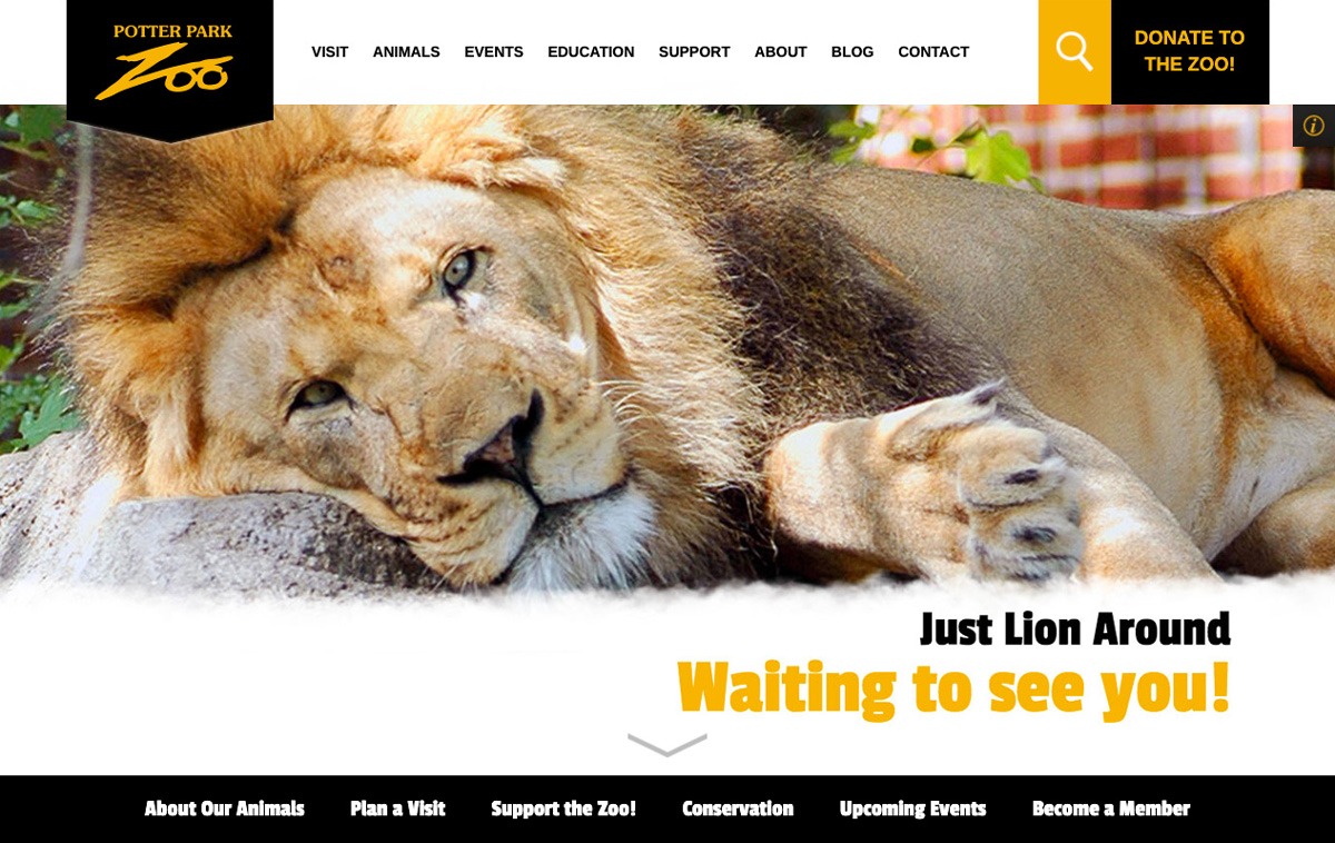 Potter Park Zoo Website Homepage