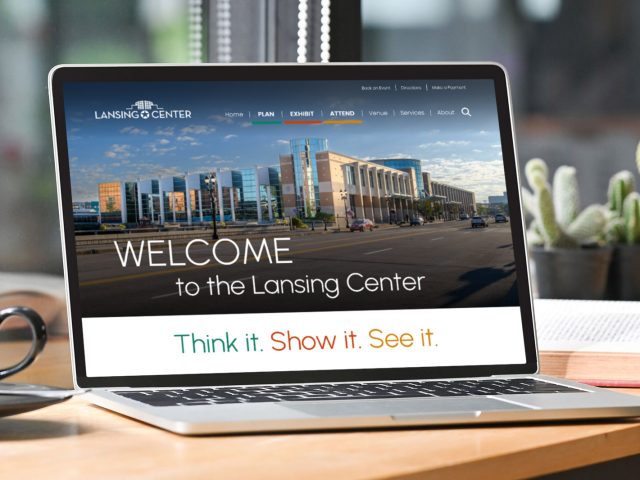 Lansing Center website on a laptop